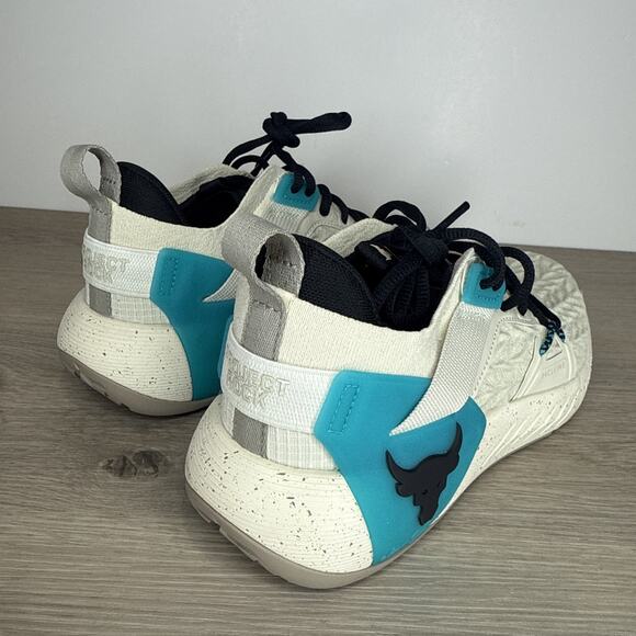 New Under Armour Project Rock 6 Training Shoes Men\'s Size 7.5 Tan Teal 3026534 main image 14